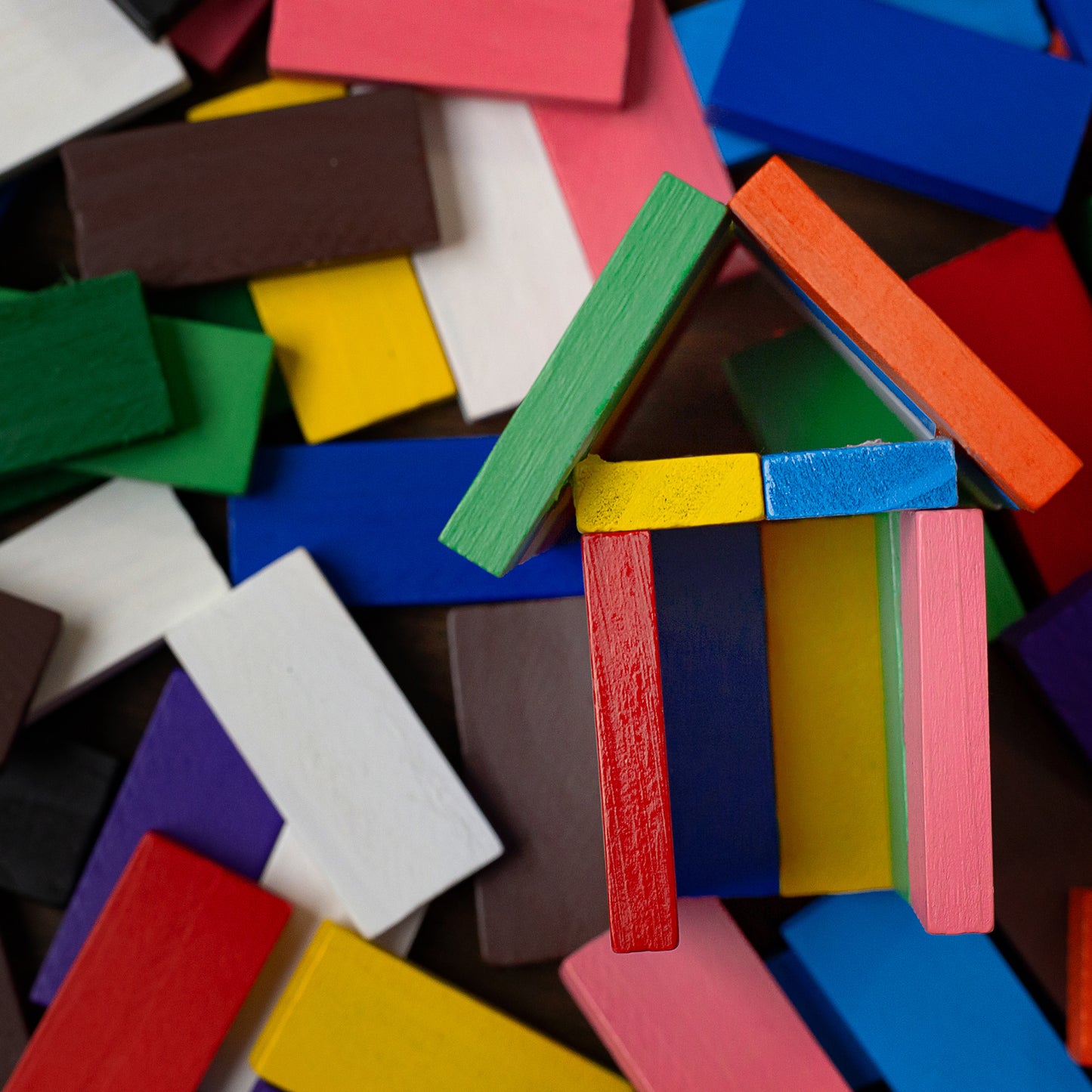 Dominoes Blocks Set Multicolor Wooden Toy Building Indoor Game Toy.
