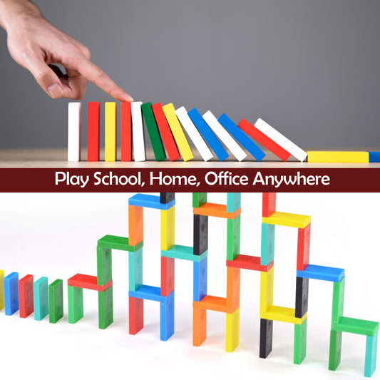 Dominoes Blocks Set Multicolor Wooden Toy Building Indoor Game Toy.