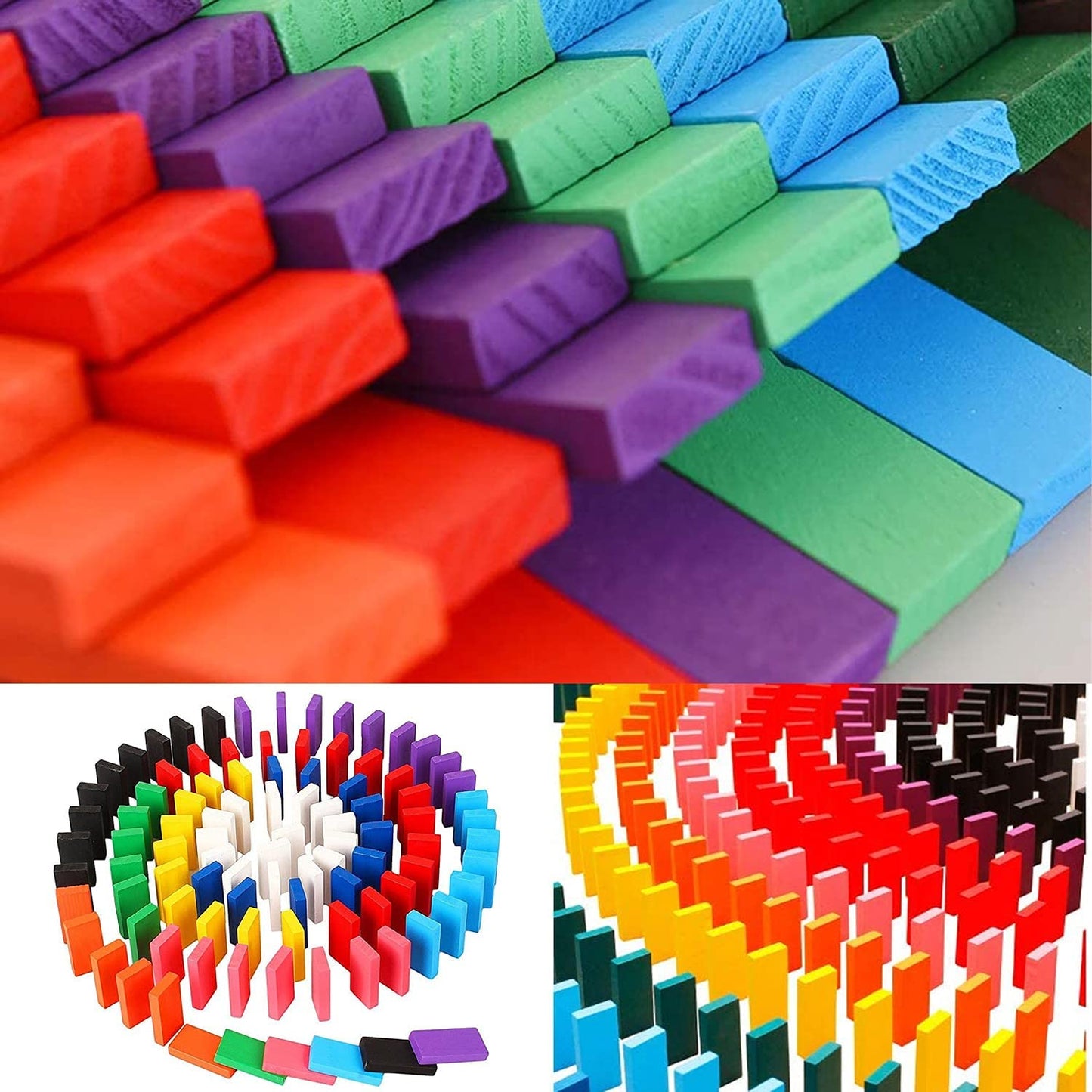 Dominoes Blocks Set Multicolor Wooden Toy Building Indoor Game Toy.