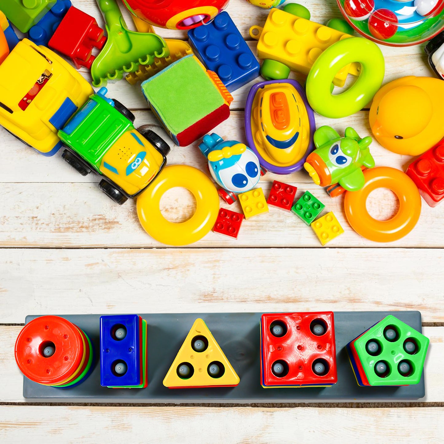 Geometric Brick - 5 Angle Matching Column Blocks For Kids - Preschool Educational Learning Toys.
